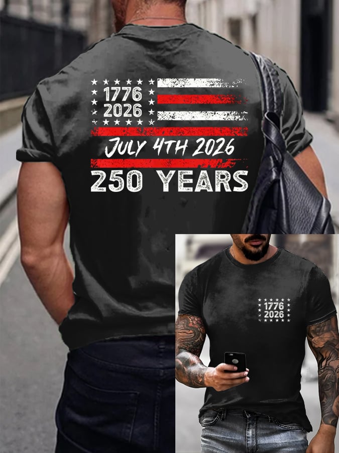 Men's American 250th Anniversary Printed Casual T-Shirt