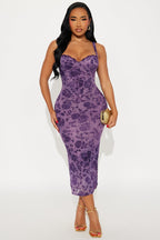 Mallory Floral Midi Dress - Black
