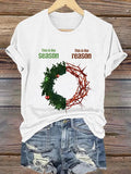 Women'S Casual Faith "The Joy Of Christmas Comes From Christ'S Sacrifice And Love" Short Sleeve T-Shirt