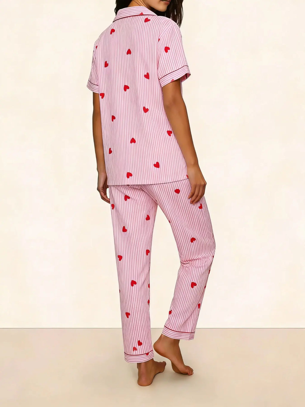 Women's Short Sleeve Long Pants Cardigan Pajama Set