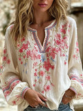 Women's Vintage Floral Breast Cancer Print Top