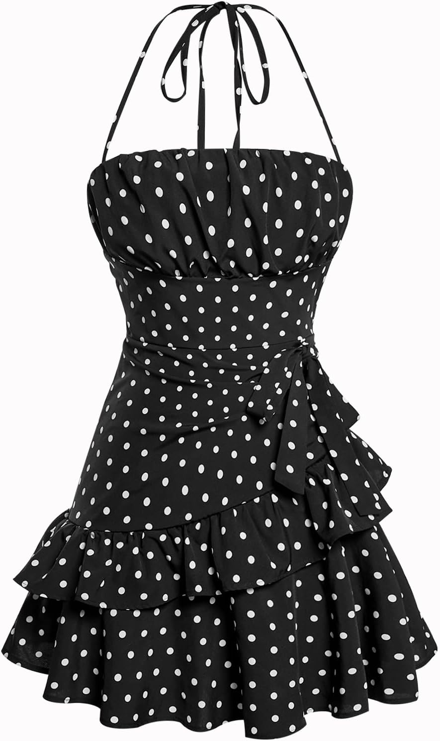 Floerns Women's Floral Halter Ruffle Tiered Cute Summer Mini Dress Milkmaid Vacation Sundress
