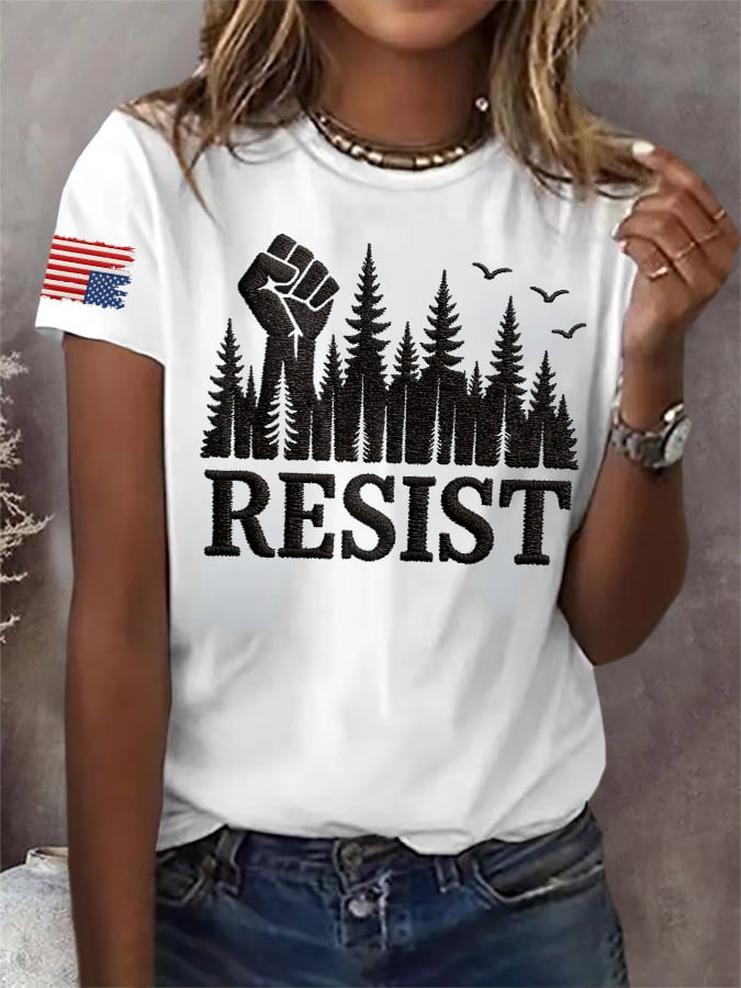 Retro Resist Save The Forest Service Print T-Shirt