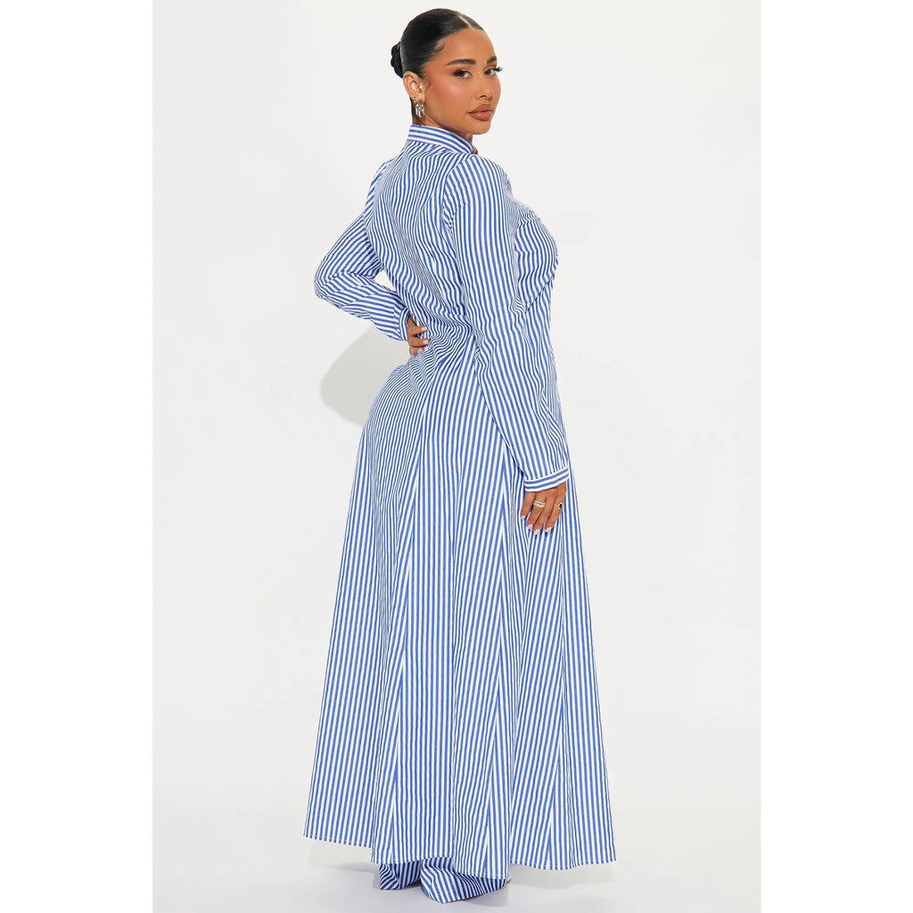 Yacht Trip Stripe Pant Set - White/Blue