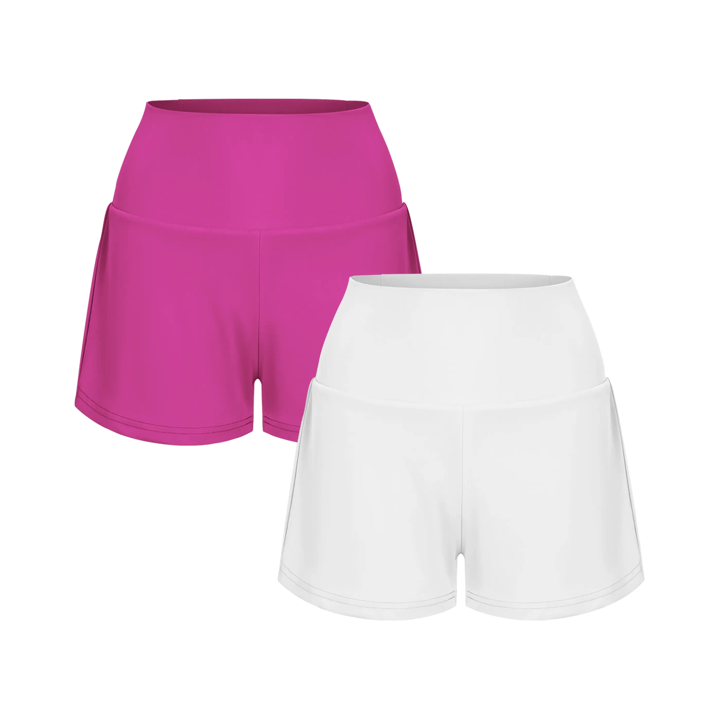 2-Piece Super High Waisted Back Pocket & Side Hidden Pocket 2-in-1 Yoga Shorts 3" Set