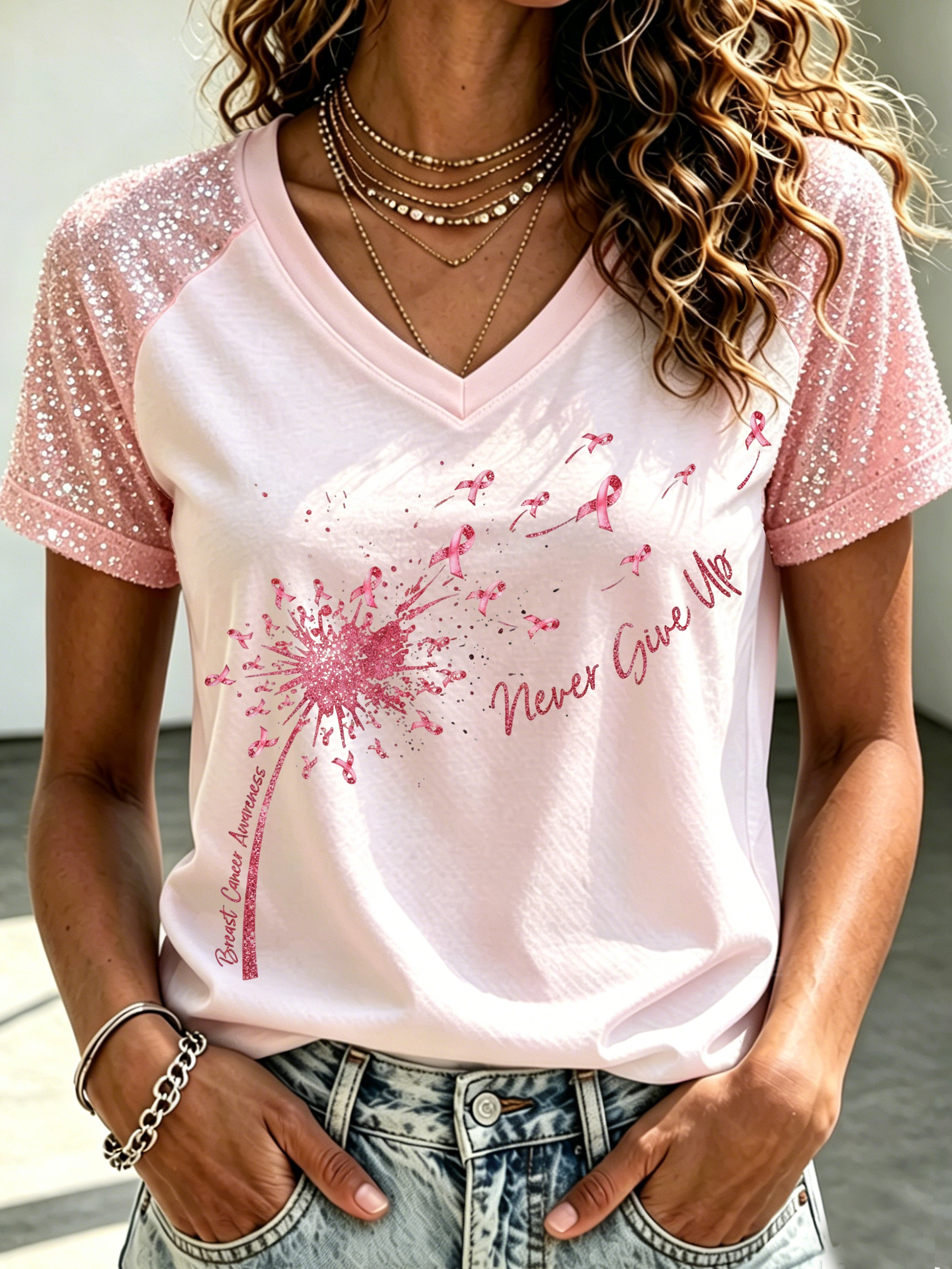 Women's Light Pink Breast Cancer Warrior Top