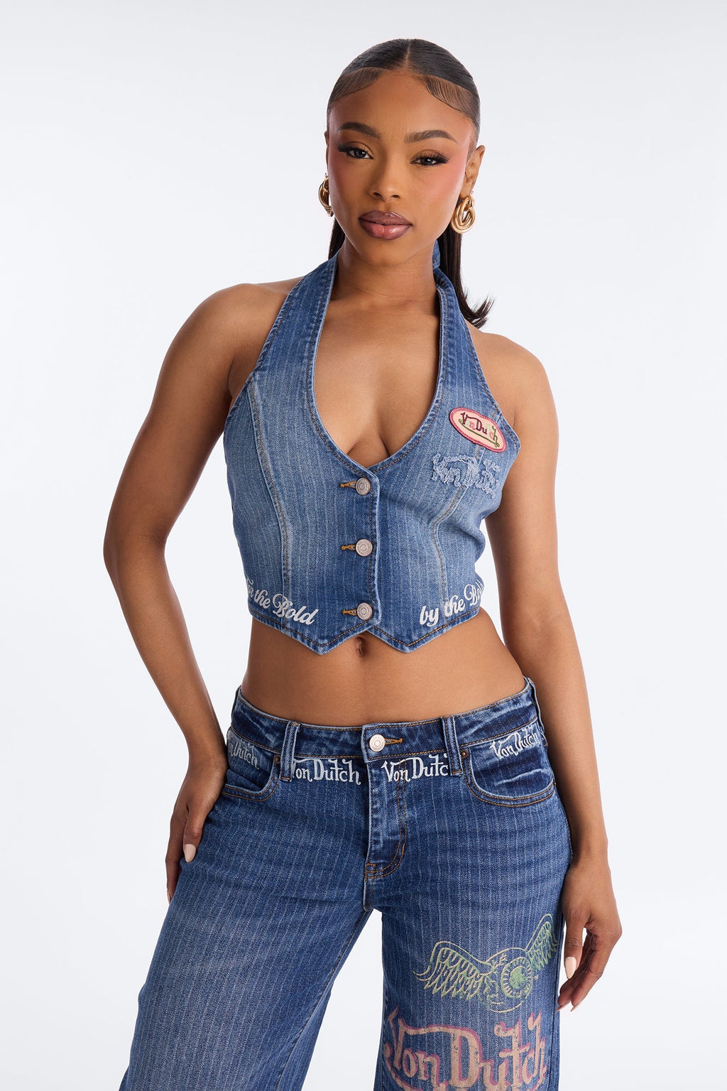 Von Dutch Striped Denim Vest