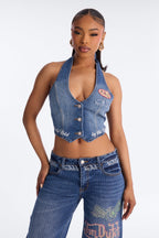 Von Dutch Striped Denim Vest