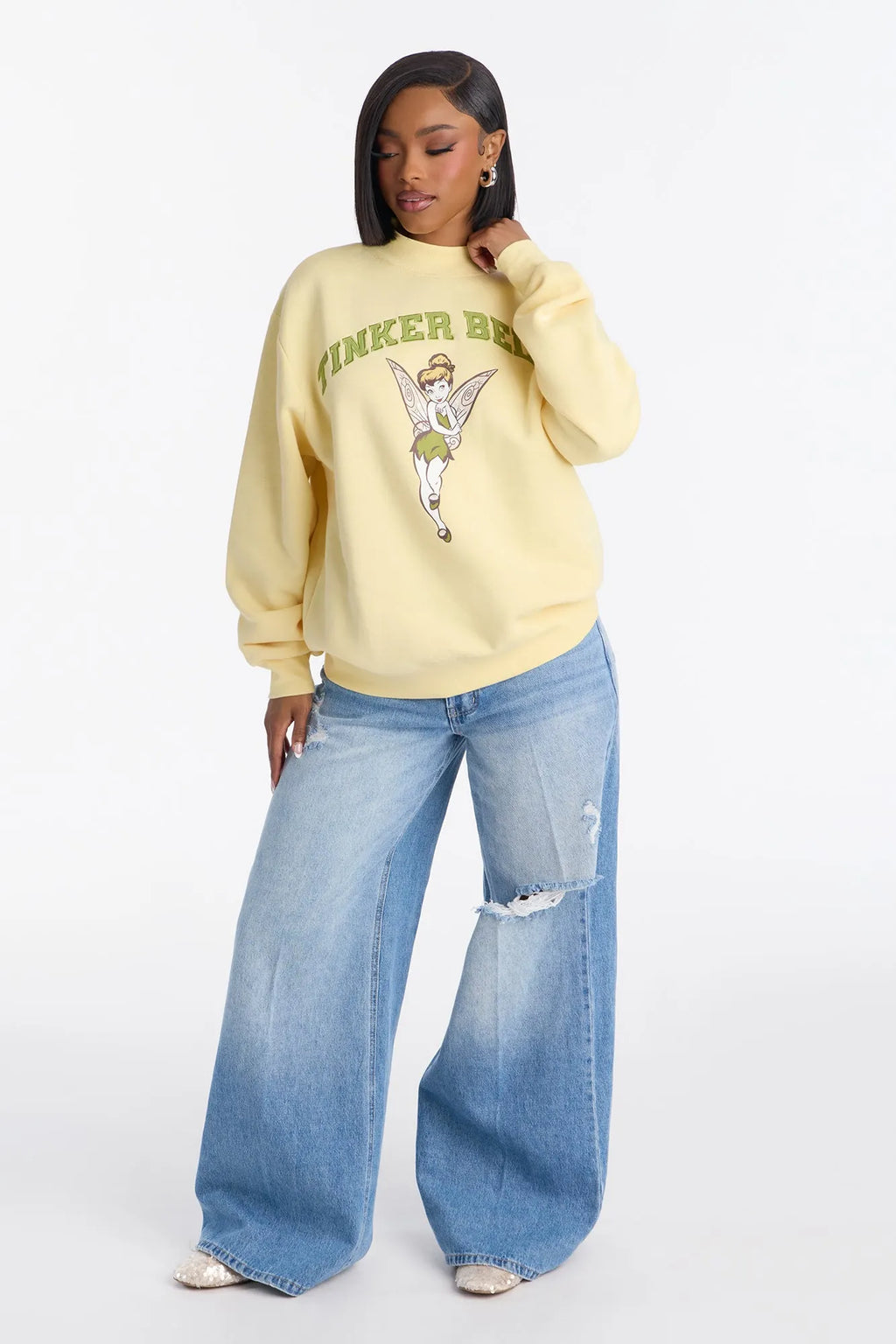 Tinkerbell Fleece Mock Neck Sweatshirt - Yellow
