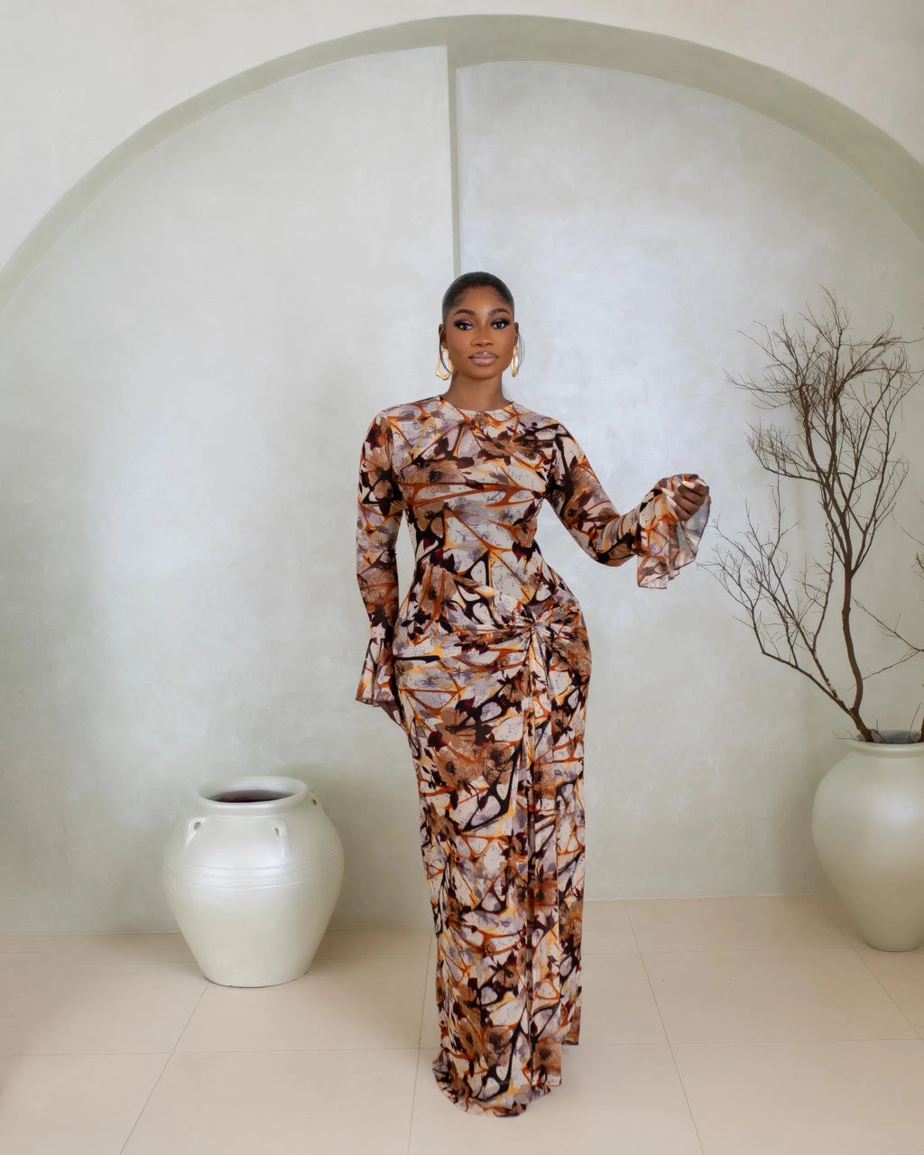 Milan Mesh Dress (Amber Veil Print)