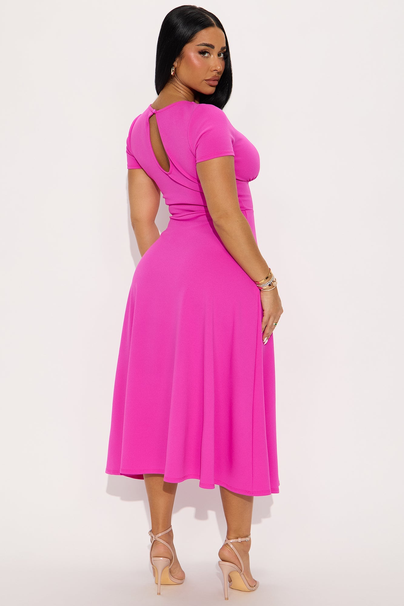 Charolette Short Sleeve Midi Dress - Black