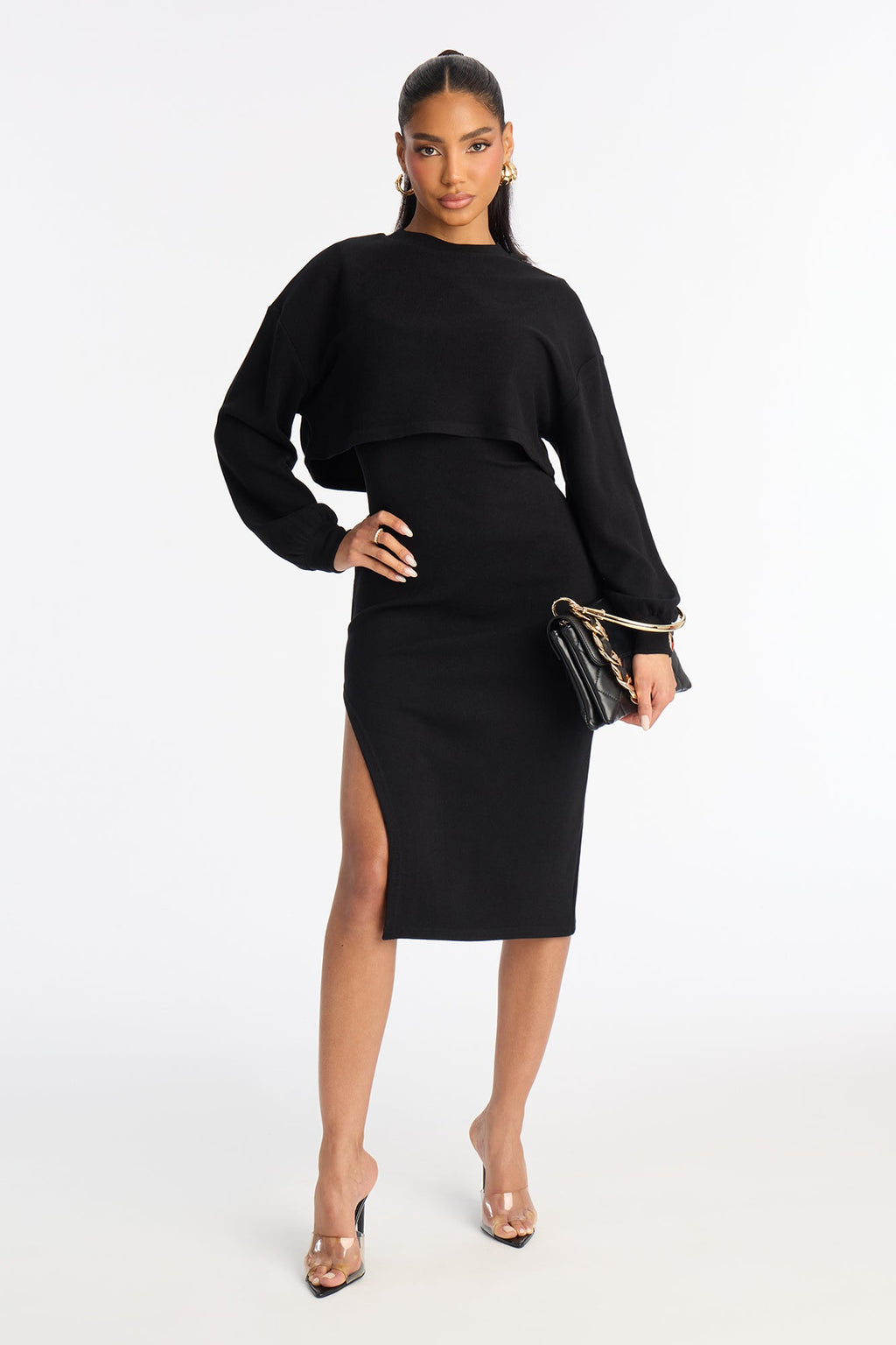 Cloud Nine Midi Dress Set - Black