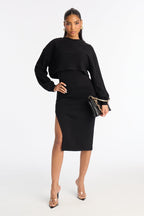 Cloud Nine Midi Dress Set - Black