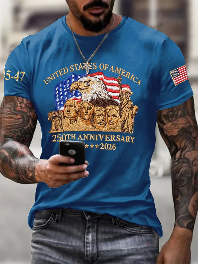 Men's Retro United States Of America 250th Anniversary Print T-Shirt