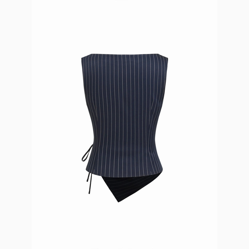 Cider Boat Neck Striped Wrap Knotted Top & Mid Rise Straight Leg Trousers Set– Office & Weekend Casual SwimWeek