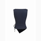 Cider Boat Neck Striped Wrap Knotted Top & Mid Rise Straight Leg Trousers Set– Office & Weekend Casual SwimWeek