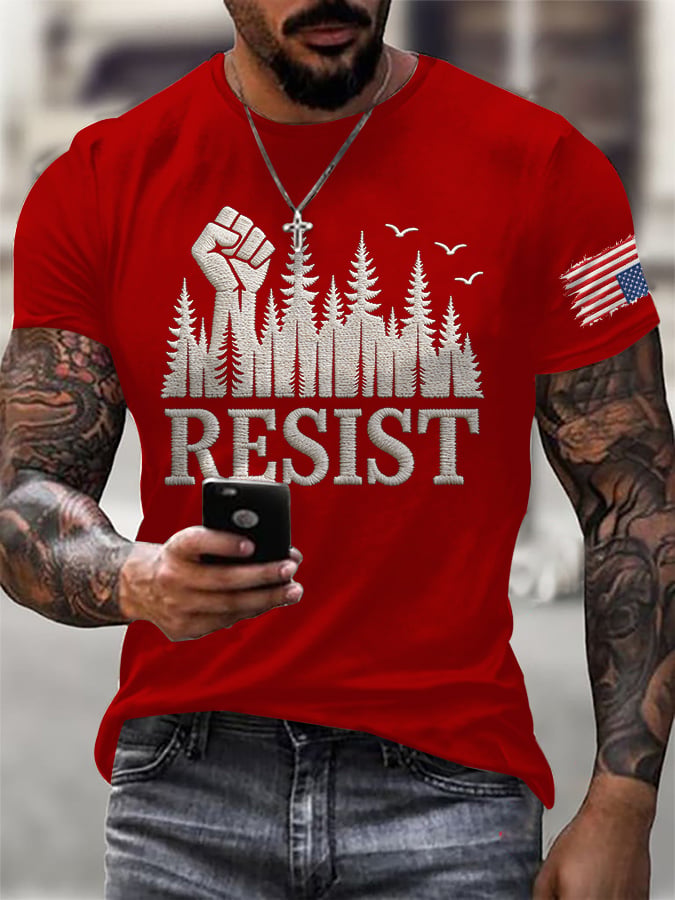 Men's Retro Resist Save The Forest Service Print T-Shirt