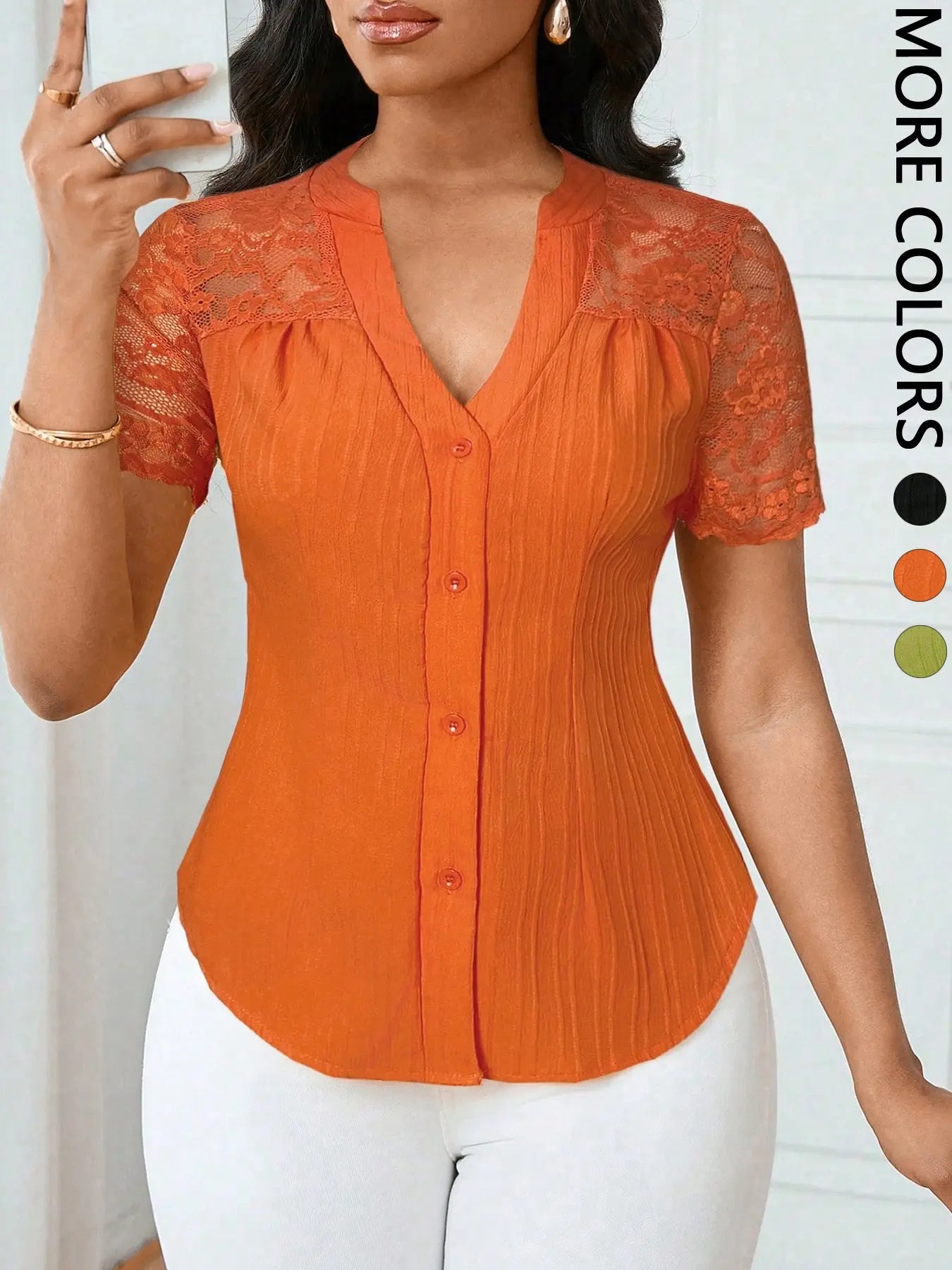 Women's Solid Color Simple Basic Commuter Casual Fitted Shirt Summer Style, Ladies Plain Design Office Wear, Comfortable and Stylish Blouse Tops