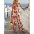 Women's Casual Chic Bohemian Printed Loose One-Piece Jumpsuit, Summer Fashion Sleeveless Jumpsuit, Comfortable and Stylish Boho Overall