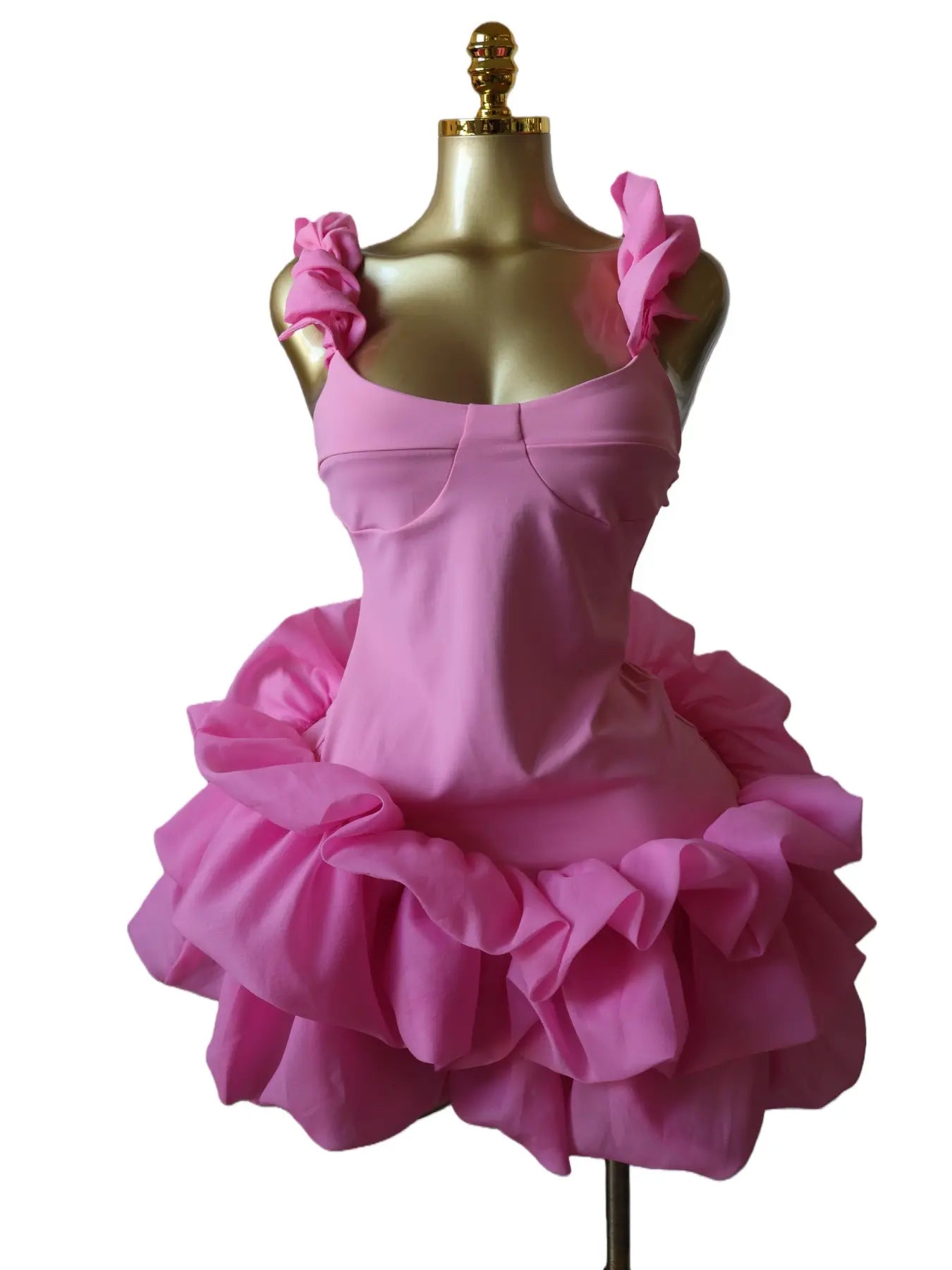 Women's Elegant Sleeveless Ruffled Hem U-Neck A-Line Mini Dress, Fashion Party Formal Evening Dress, Trendy Feminine Birthday Dress