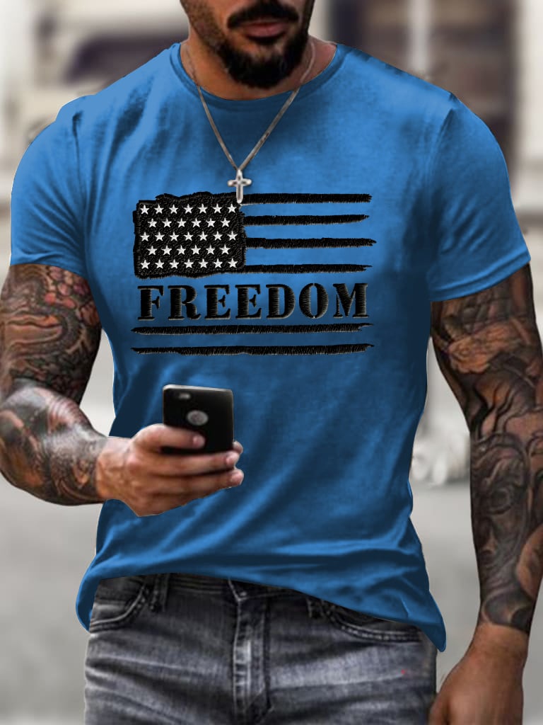 Men's Casual Fashion Freedom Flag T-Shirt