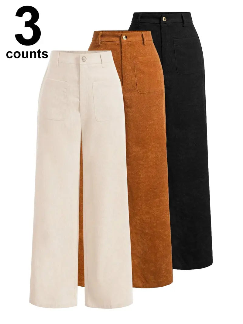 Women's High Waist Wide Leg Button Front Pants