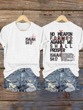 Women's  Isaiah 54:17 No Weapon Formed Against You Shall Prosper Print T-Shirt