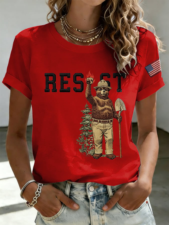 Retro Resist Save The Forest Service Print T-Shirt