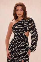 Zakia One Shoulder Maxi Dress - Black/combo