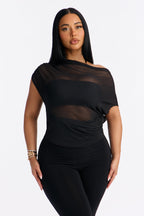 Breanna Mesh Capri Leg Jumpsuit - Black