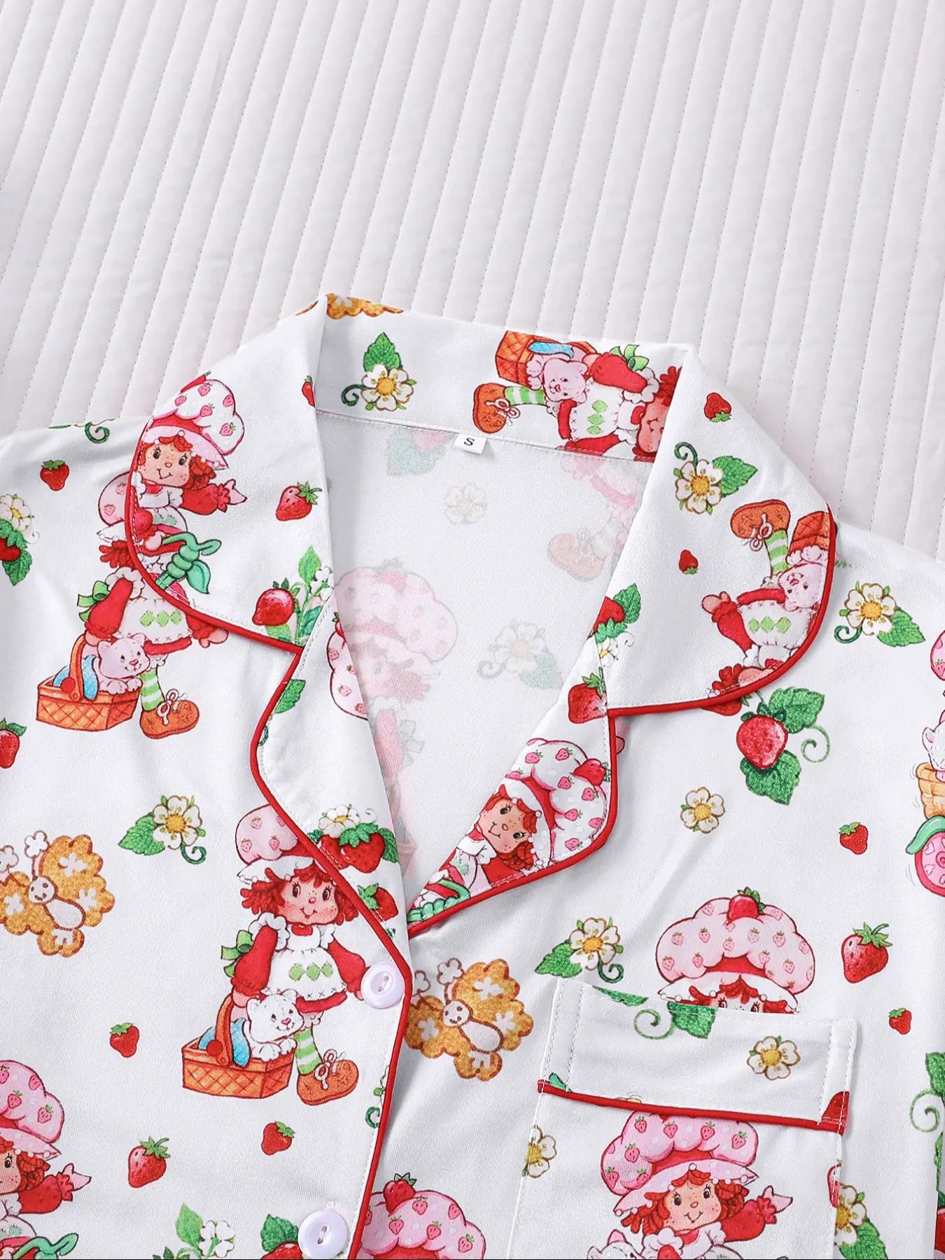 Women's Cute Strawberry Pattern Print Sleepwear Set