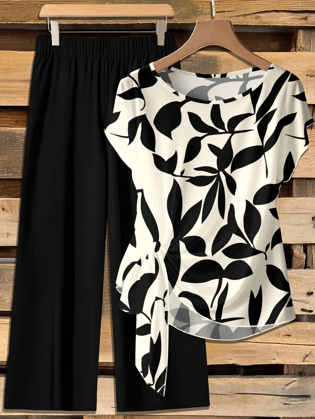 Women's Tie Bow Blouse And Straight Leg Pants 2 Pieces Set Blouse And Pants Set Floral 2 Pieces Set Modest Two Pieces Set Two Pieces Set,Casual