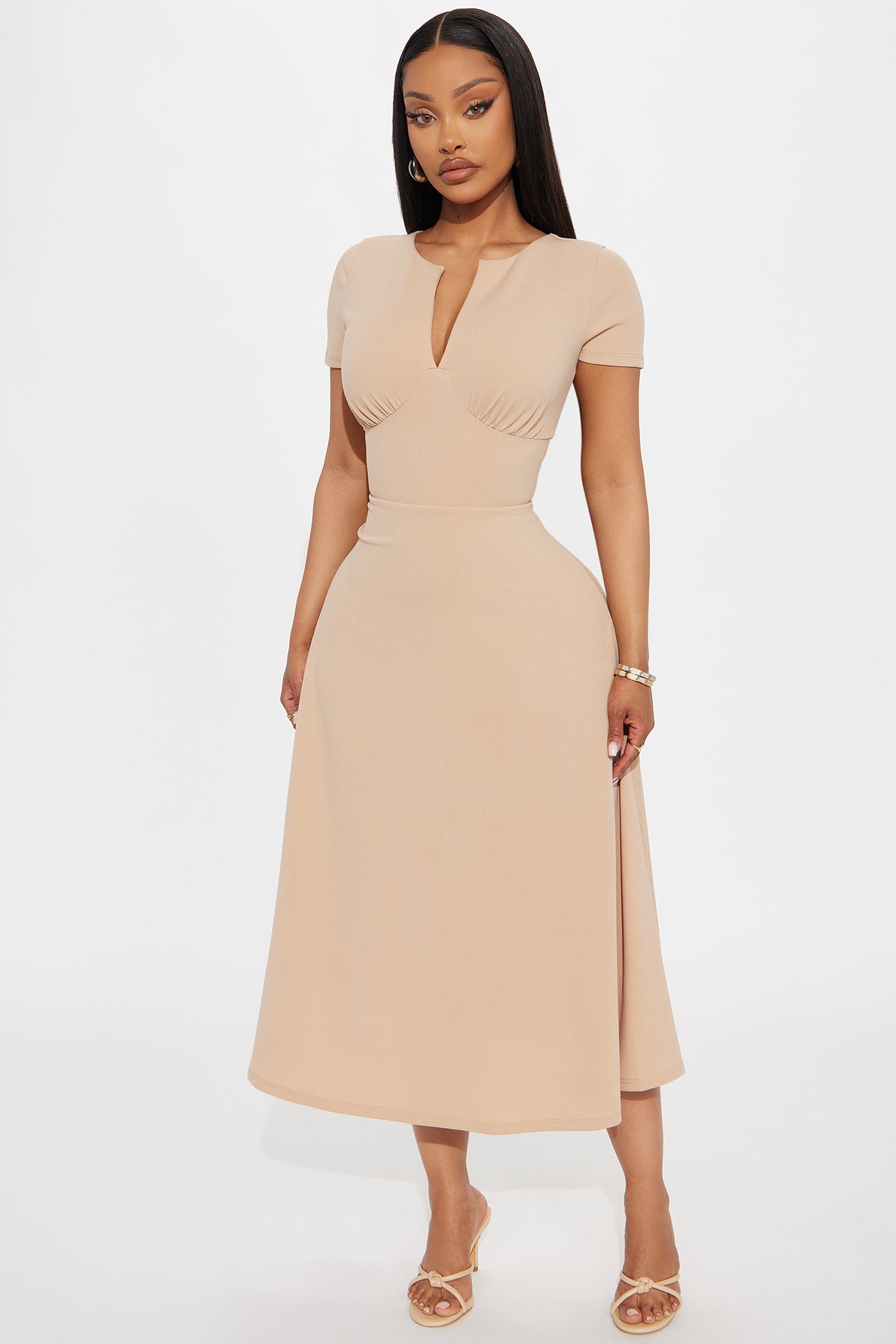 Charolette Short Sleeve Midi Dress - Black