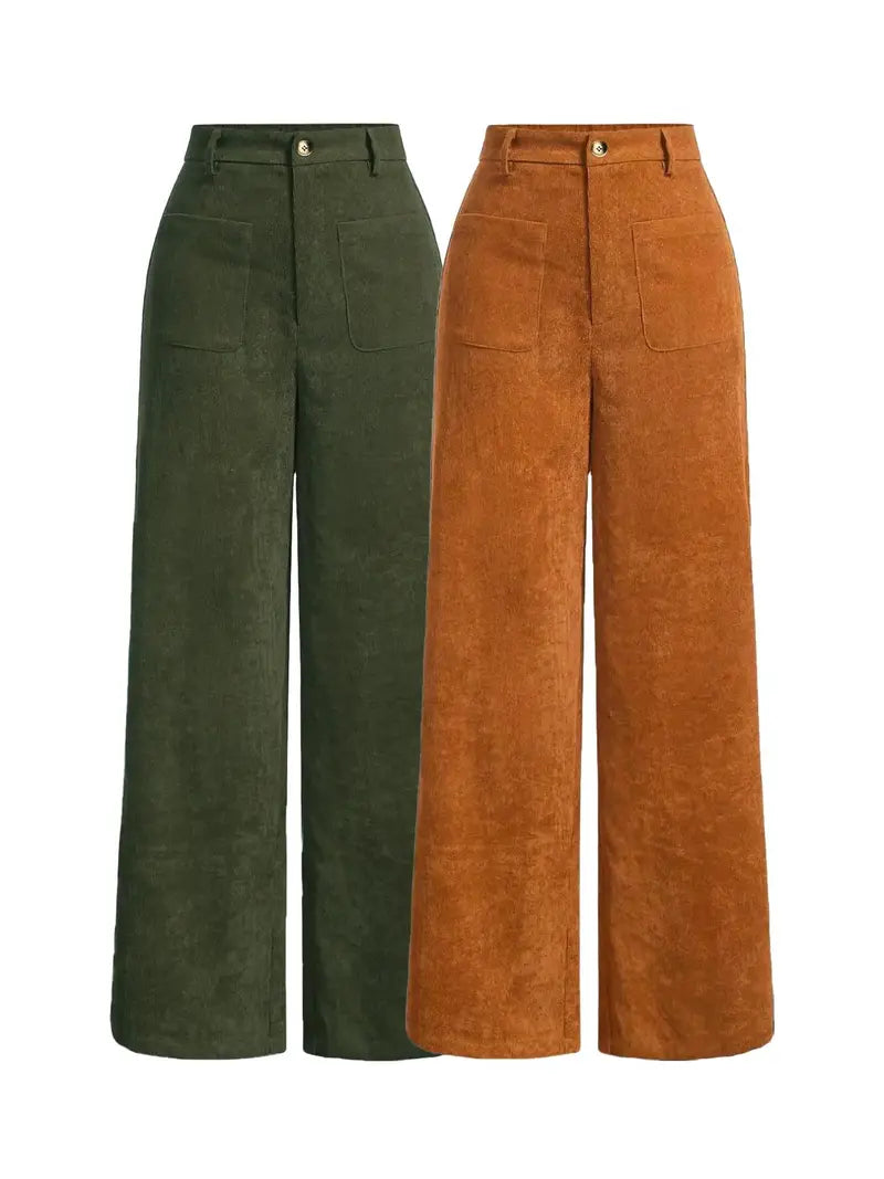 Women's High Waist Wide Leg Button Front Pants