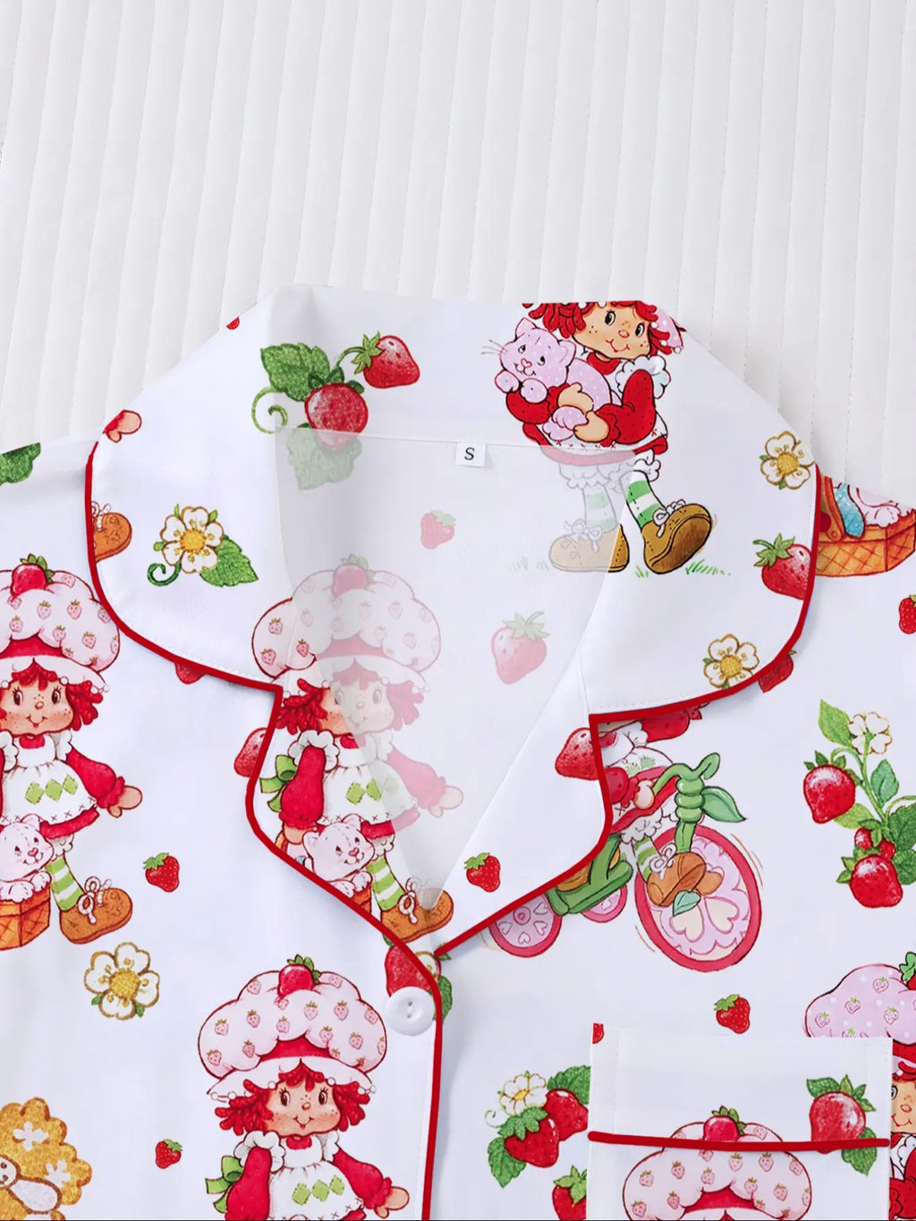Women's Strawberry Cartoon Print Sleepwear Loungewear Set