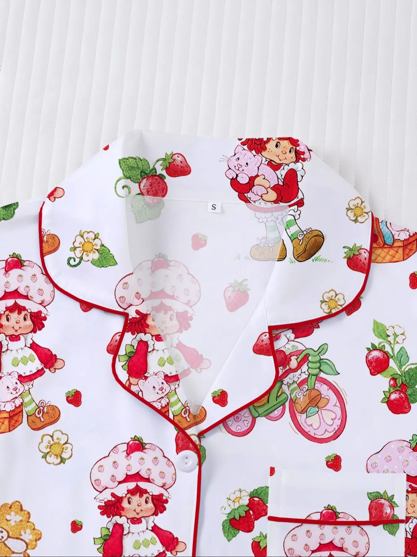Women's Strawberry Cartoon Print Sleepwear Loungewear Set