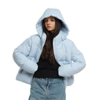 Warm Core Premium Short Puffer Jackets with Removable Hood & Optional Faux Fur Linging, Lady Casual Outerwear Longsleeves Zip Pockets Warm Quilted Coat