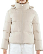 Warm Core Premium Short Puffer Jackets with Removable Hood & Optional Faux Fur Linging, Lady Casual Outerwear Longsleeves Zip Pockets Warm Quilted Coat