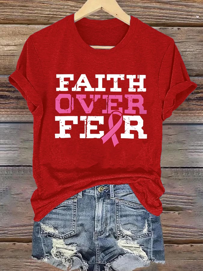 Women's  Faith Over Anxiety Breast Cancer Classic T-Shirt