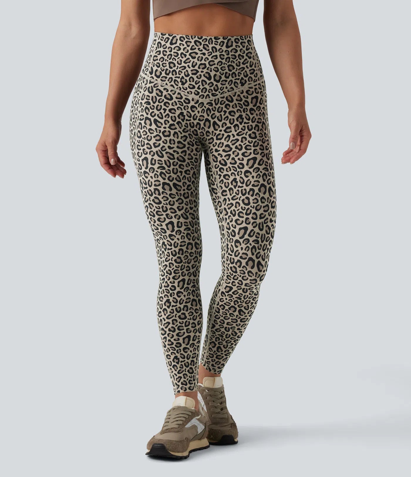 UltraSculptTM Leopard Print High Waisted Tummy Control Yoga Leggings with Pockets