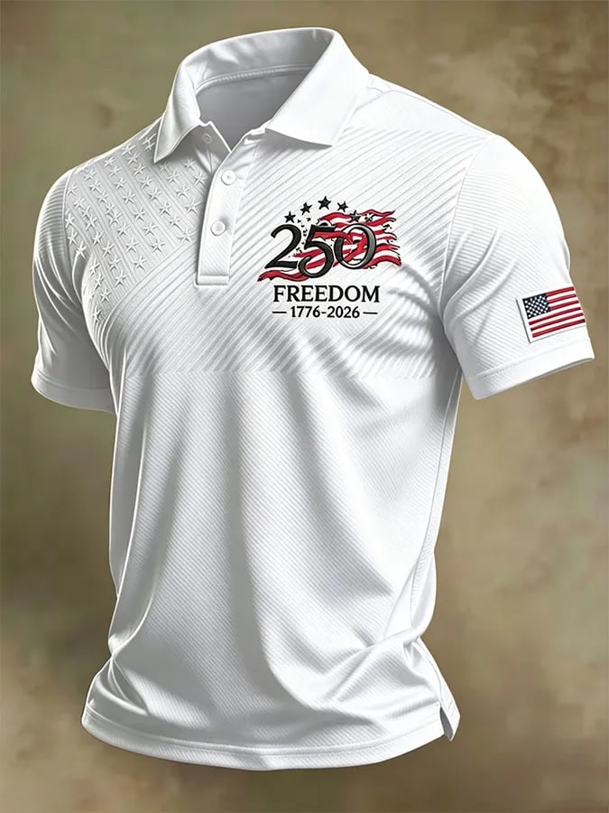 Men's Retro "Patriot" Color-Block Short-Sleeve Polo Shirt