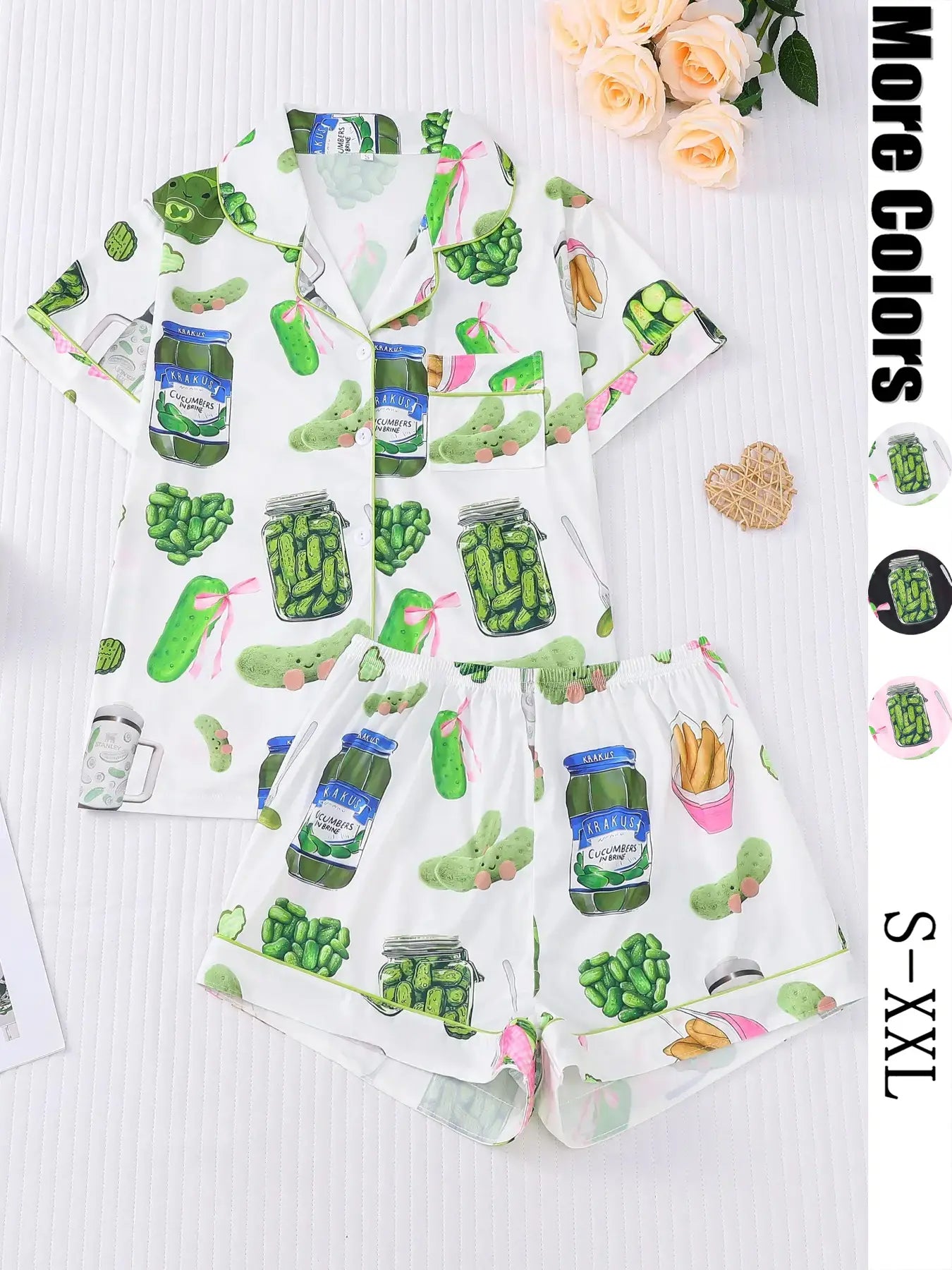 Women's Cucumber Print Short Sleeve Pajama Set