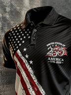 Men's Retro "Patriot" Color-Block Short-Sleeve Polo Shirt