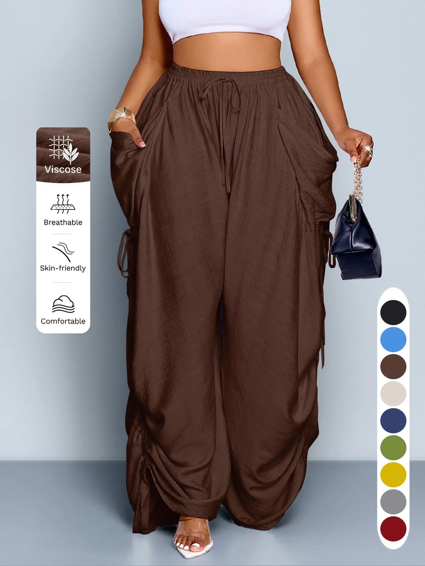 Women's Casual Loose-Fit Wide Leg Pants - All-Season Comfort