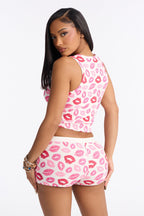 Muchos Besos Ribbed Tank PJ Boxer Short Set - White/combo