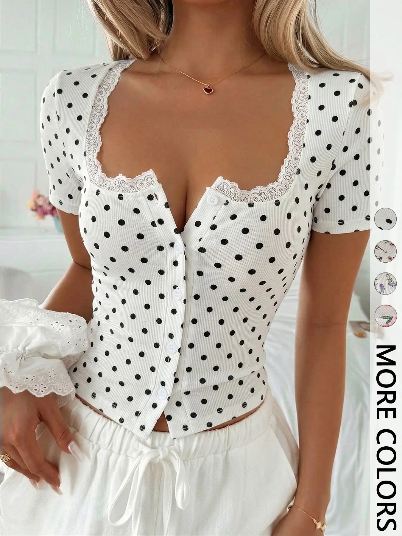 Sweetheart Neck Floral Lace Crop Top for Women
