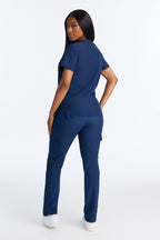 4 Way Stretch 2 Front Pocket Scrubs Rib Jogger Set - Mauve
