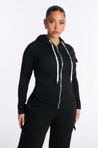 On The Run Cargo Fleece Pant Set - Black