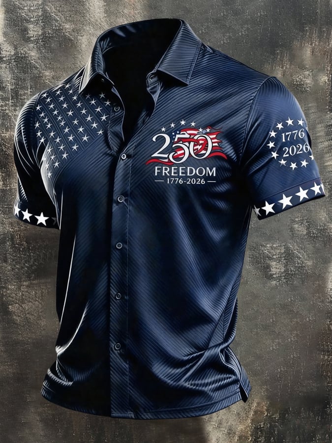 Men's Retro Independence Day Patriot Short-Sleeve Shirt