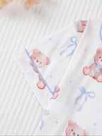 Women's Bear Print Knit Short Sleeve Top & Elastic Waist Shorts Pajama Set
